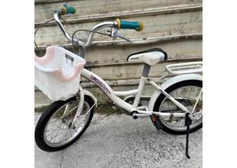 C100 二手16吋單速GIANT捷安特白色帶籃子帶後座兒童腳踏車