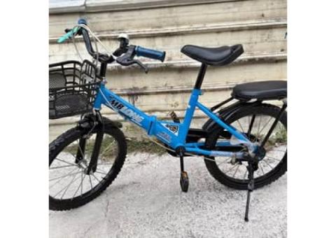 C101 二手18吋單速MBLONG藍色帶籃子帶後座可折疊兒童腳踏車