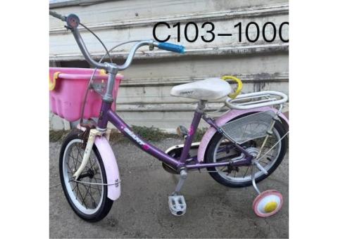 C103二手16吋捷安特GIANT帶籃子帶後座帶輔助輪兒童腳踏車