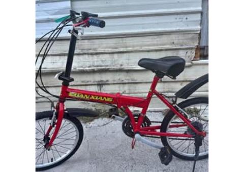 B100二手20吋18段速GLIAN XIANG 紅色折疊腳踏車